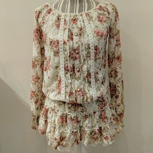 Liz lisa pink floral lace jumpsuit mini